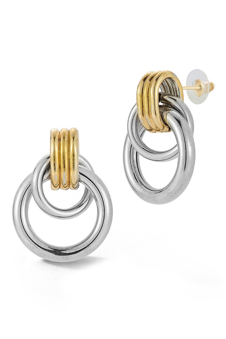 Two-Tone Doorknocker Drop Earrings, Main, color, GOLD