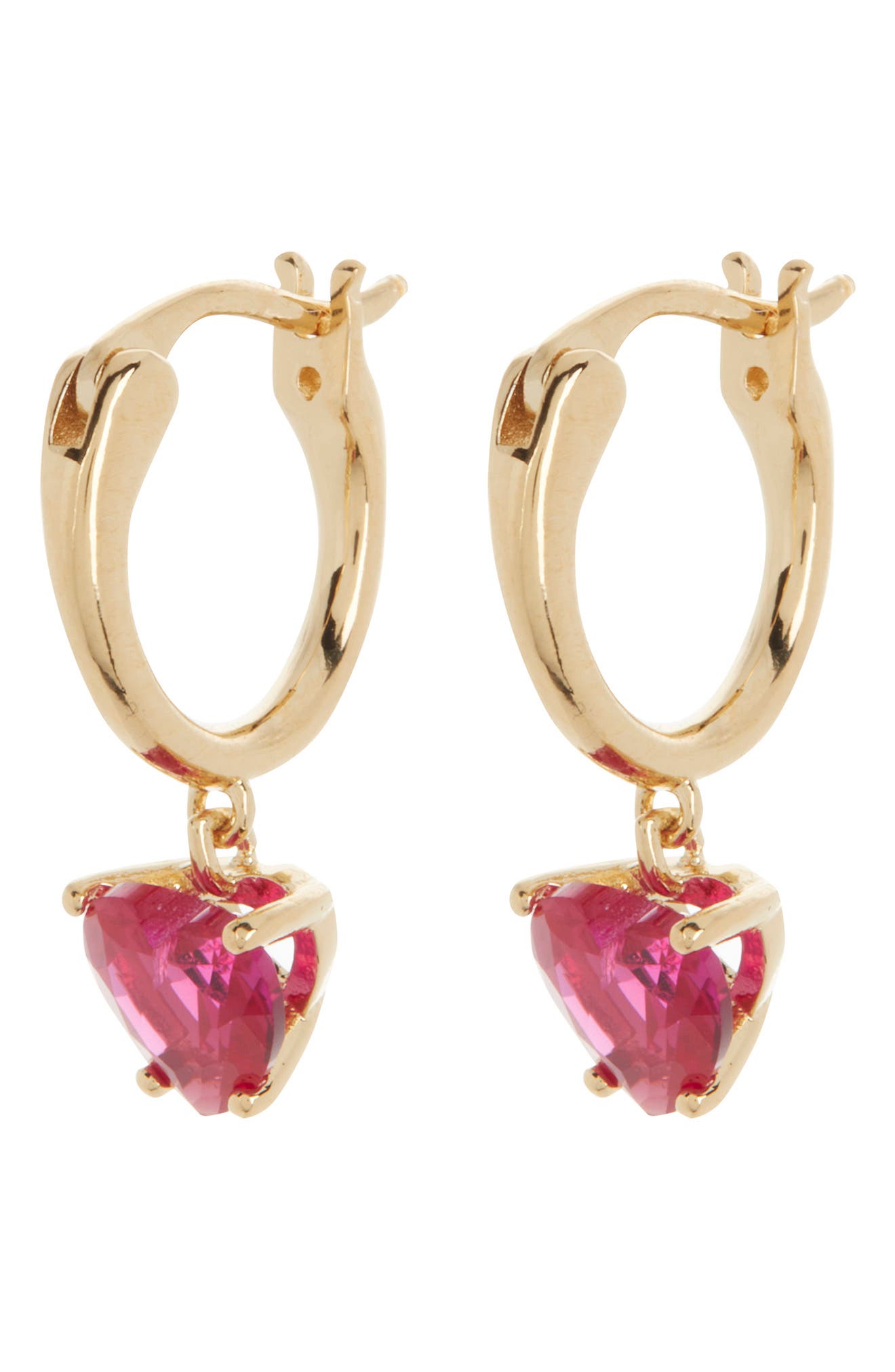 Nadri Heart Drop Huggie Hoop Earrings