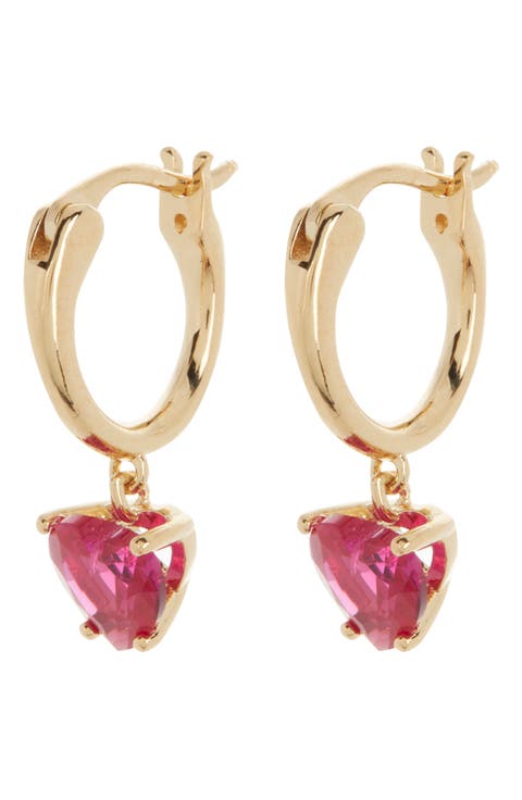 Heart Drop Huggie Hoop Earrings