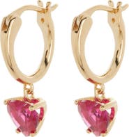 Nadri Heart Drop Huggie Hoop Earrings