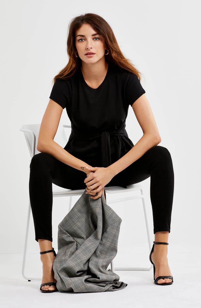 A PEA IN THE POD Tie Front Maternity Top, Alternate, color, Black