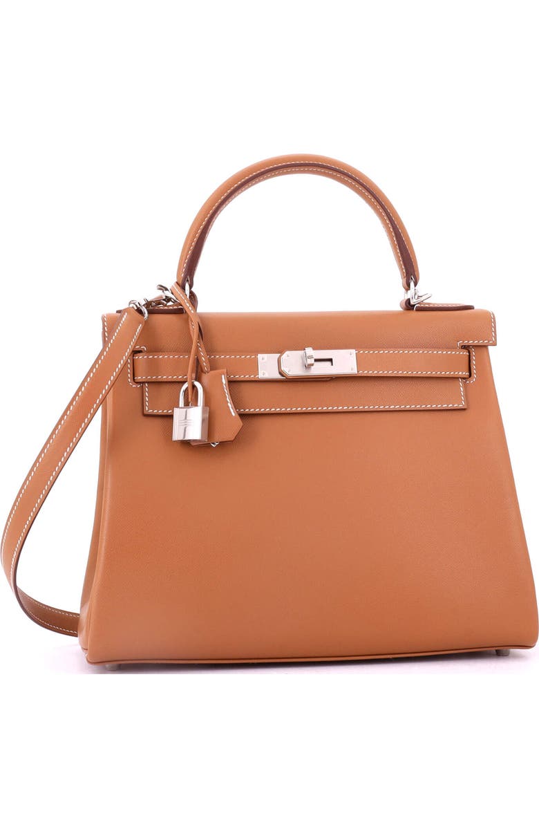 Pre-Owned Hermes Kelly Handbag Brown Madame with Palladium Hardware 28, Alternate, color, Gold