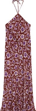 MANGO TEEN Floral Print Halter Neck Maxi Dress