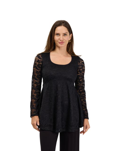 Elevate Womens Lace Long Sleeve Scoop Neck Tunic Top