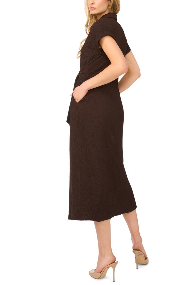 Tie Belt Textured Midi Dress, Alternate, color, MOLE
