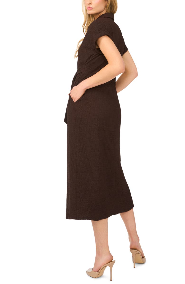Halogen<sup>®</sup> Tie Belt Textured Midi Dress, Alternate, color, Mole