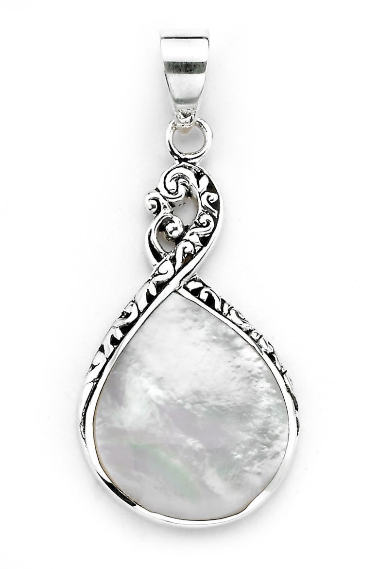 Balinese Sterling Silver Mother-of-Pearl Pendant, Alternate, color, WHITE