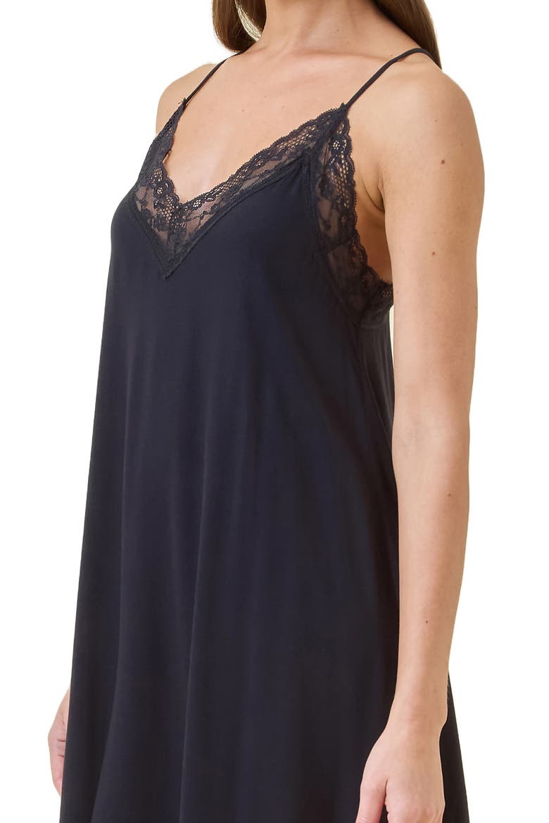 Talia Lace Lenzing™ EcoVero™ Viscose Nightgown, Alternate, color, BLACK