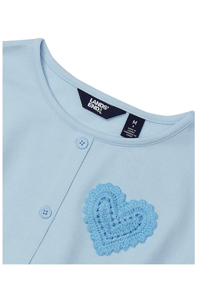 Girls Slouchy Button Front Terry Knit Top, Alternate, color, Nantucket Blue