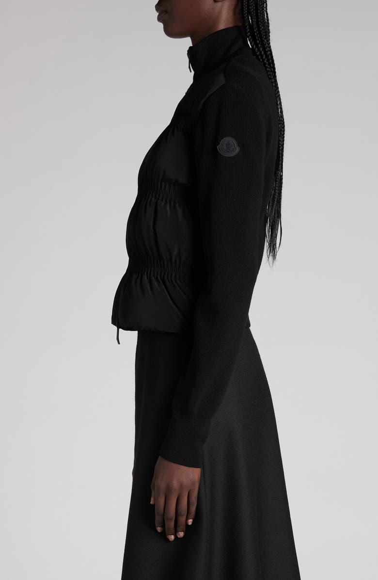 Moncler Mixed Media Down Jacket, Alternate, color, Black