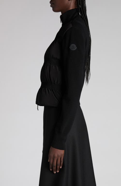 Moncler Mixed Media Down Jacket In Black