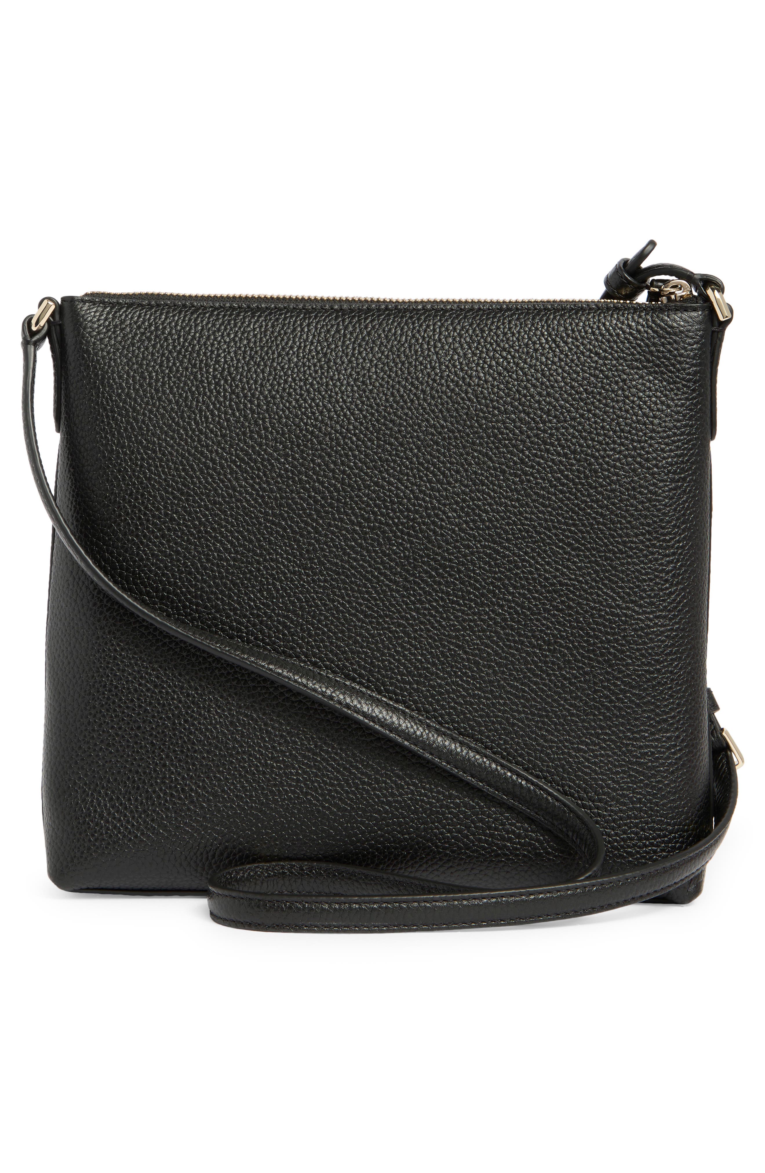 Kate Spade New York jackson top zip leather crossbody bag, Alternate, color, Black/Black