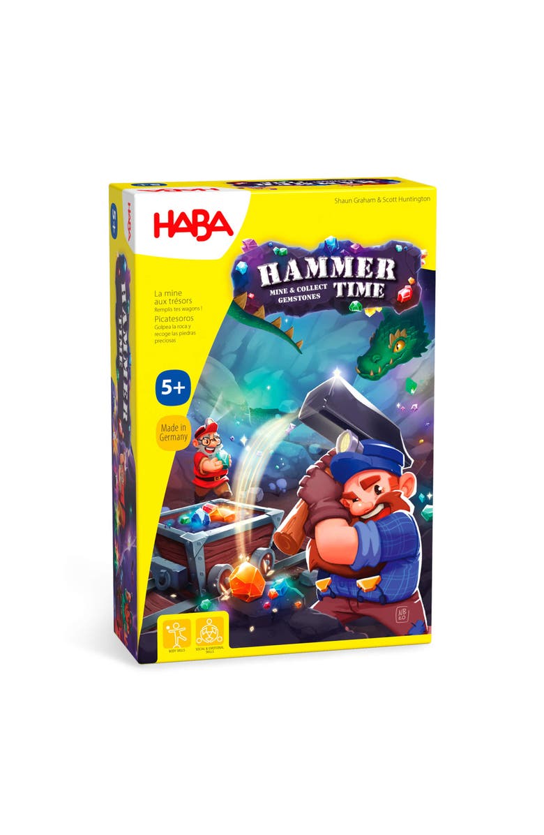 HABA Hammer Time A Fun Kids Treasure Hunt Board Game, Family Party Game with Gems & Strategy for Ages 5+, Main, color, 