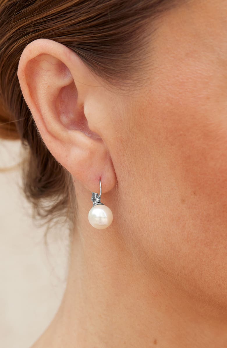 SAVVY CIE JEWELS Imitation Shell Pearl Drop Earrings, Alternate, color, White