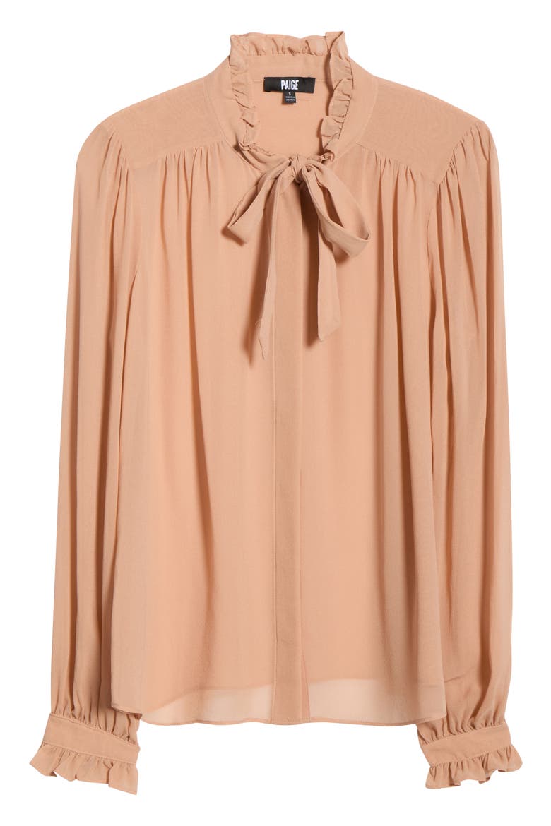 Leya Ruffle Silk Georgette Shirt, Alternate, color, BALLET PINK