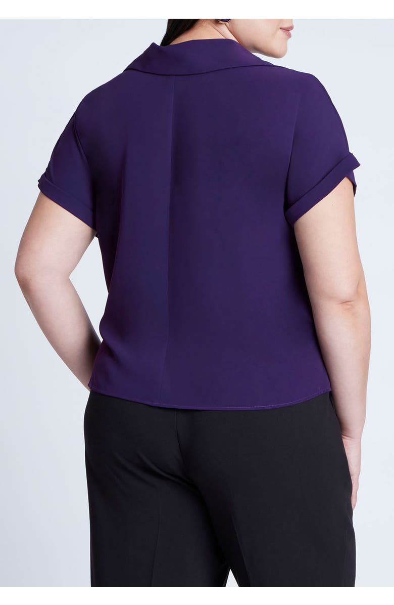ELOQUII Short Sleeve Collared Top With Waist Tie, Alternate, color, 