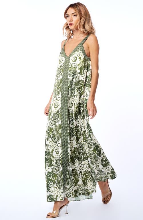 Ciebon Aiza Tie Waist Maxi Dress In Green Multi