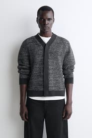 COS Contrast-Detail Wool V-Neck Cardigan