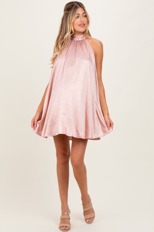 Pinkblush Textured Satin Bow Tie Mini Dress