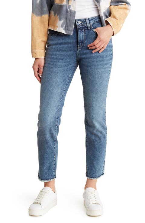 Sheri Released Fray Hem Ankle Crop Slim Jeans
