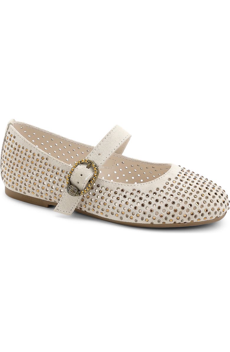 Kurt Geiger London Kids' Mini Mayfair Crystal Embellished Mary Jane Ballet Flat, Main, color, Bone