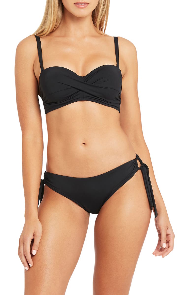 Sea Level Twist Front Bandeau Bikini Top, Alternate, color, 