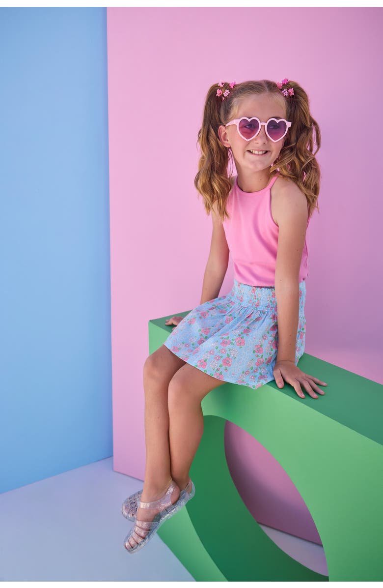 BISBY Kids' Shirred Circle Skirt, Alternate, color, Meadow Marguerite Floral