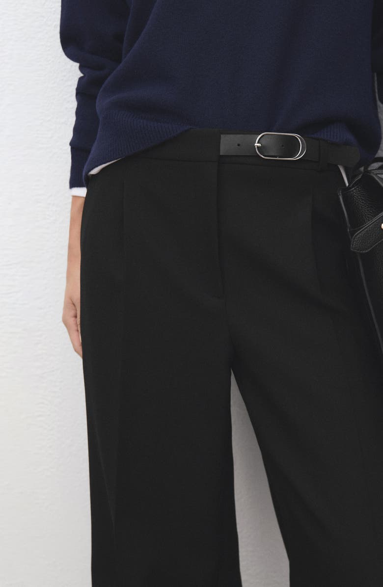 MANGO Belted Pants, Alternate, color, Black