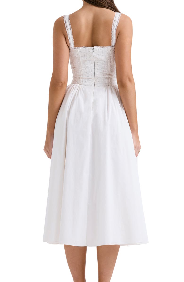 HOUSE OF CB Milia Lace Up Corset Midi Dress, Alternate, color, White