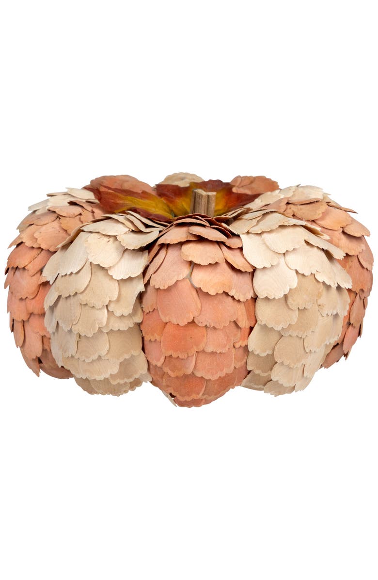 Northlight Layered Wood Petals Fall Harvest Pumpkin - 10", Main, color, 