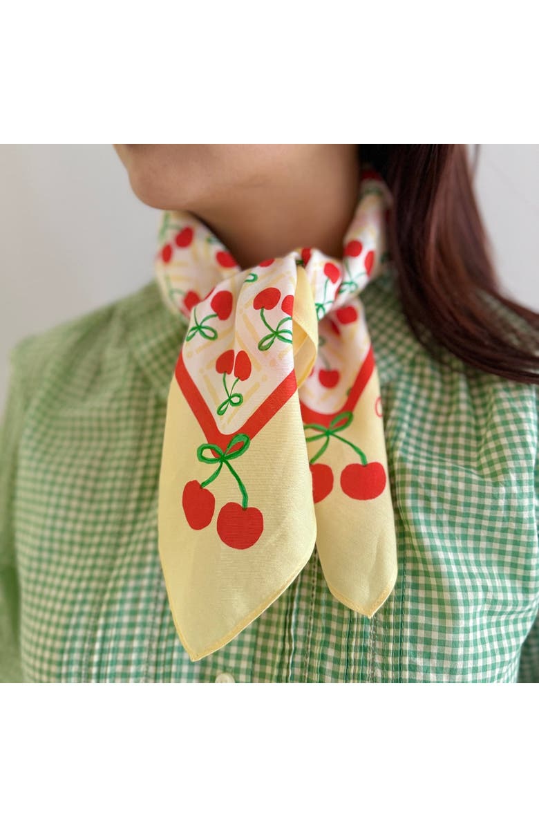 Centinelle Cherry Cotton Silk Bandana, Alternate, color, 