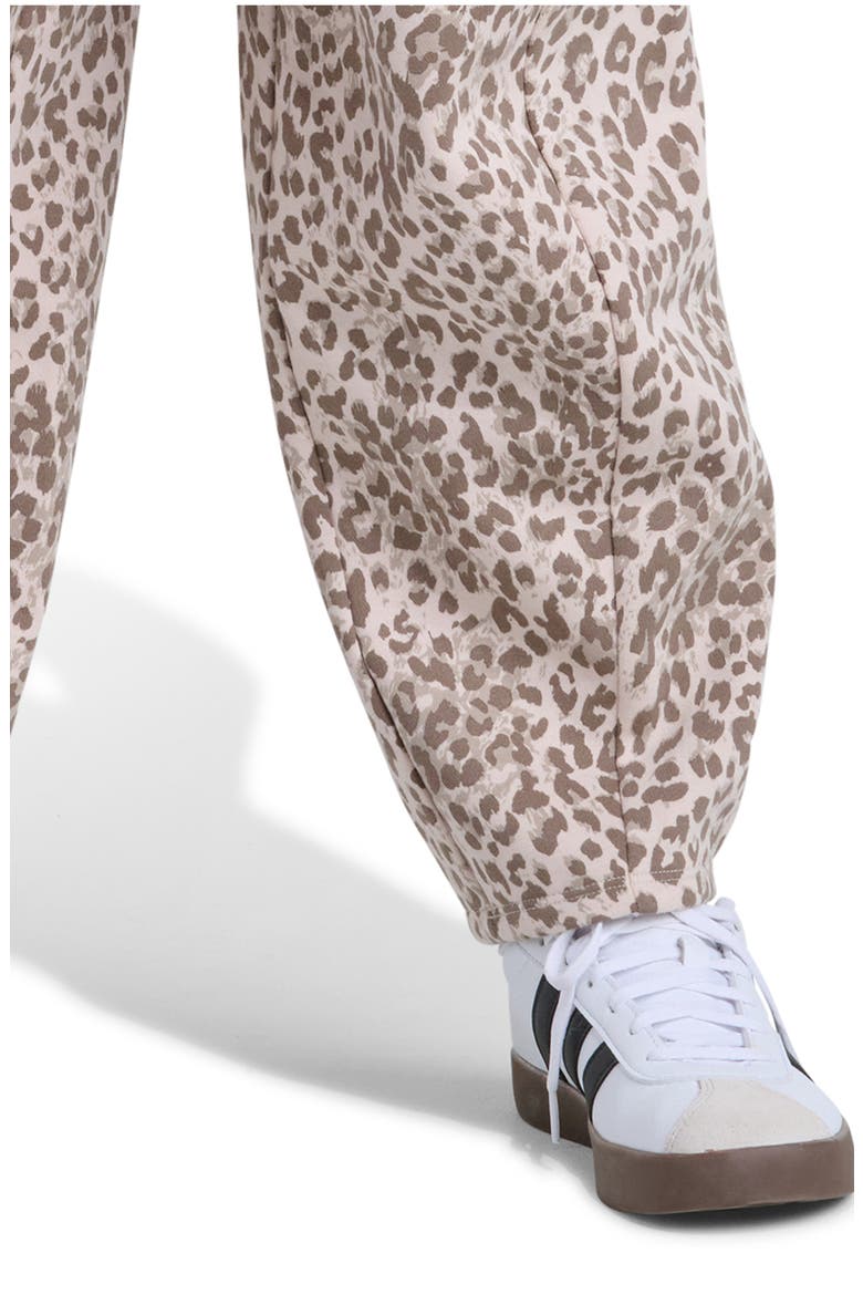 Kids' Animal Print Barrel Leg Fleece Pants, Alternate, color, MEDIUM BEIGE