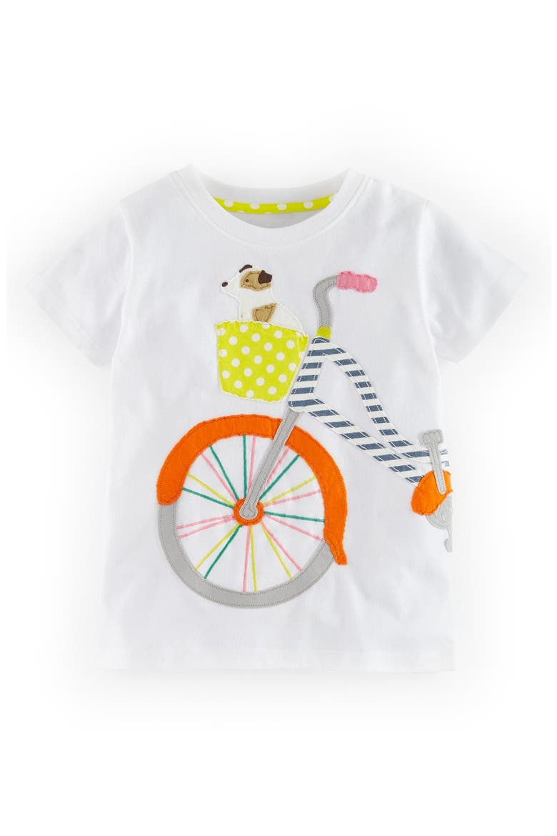 Patchwork Appliqué Tee, Main, color, WHITE BIKE