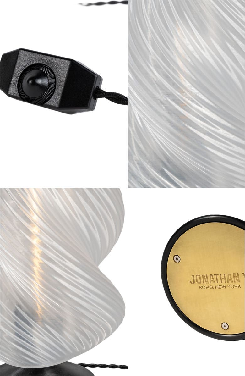 JONATHAN Y Gema 13.5" Mid-Century Coastal Plant-Based PLA 3D Printed Dimmable LED Table Lamp, Alternate, color, Light Smoke/Black