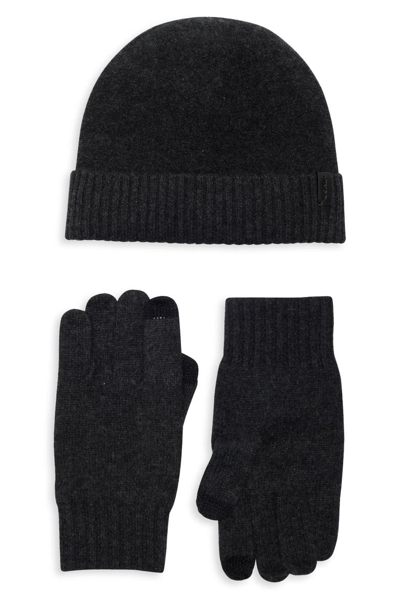 Wool & Cashmere Beanie & Touchscreen Gloves Set, Alternate, color, CHARCOAL