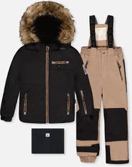 Deux par Deux Play Faux Fur Hood Jacket & Reinforced Pants Two Piece Snowsuit
