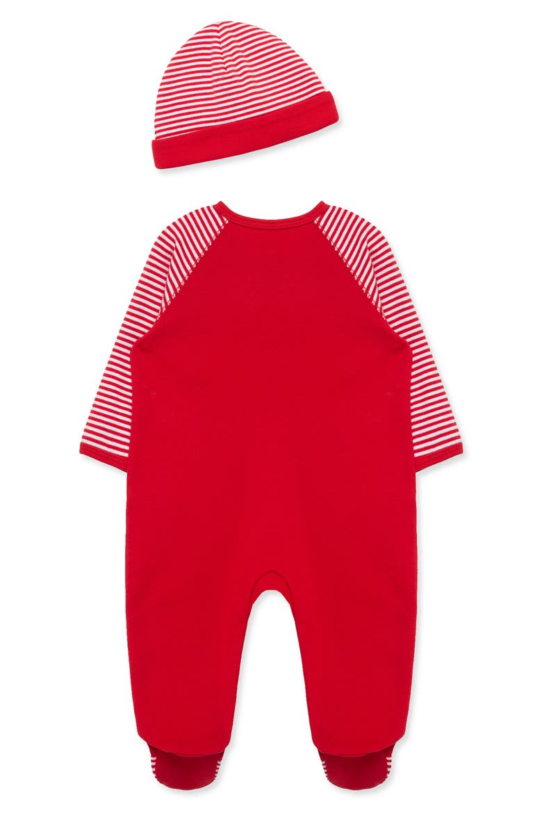 Kids' Holiday Train Footie & Hat Set, Alternate, color, RED