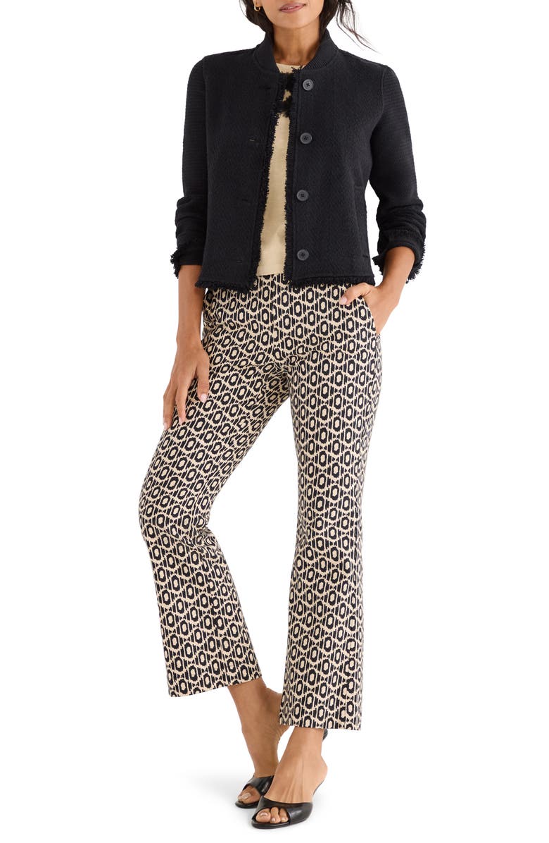 NIC+ZOE Fringe Mix Knit Bomber Jacket, Alternate, color, Black Onyx