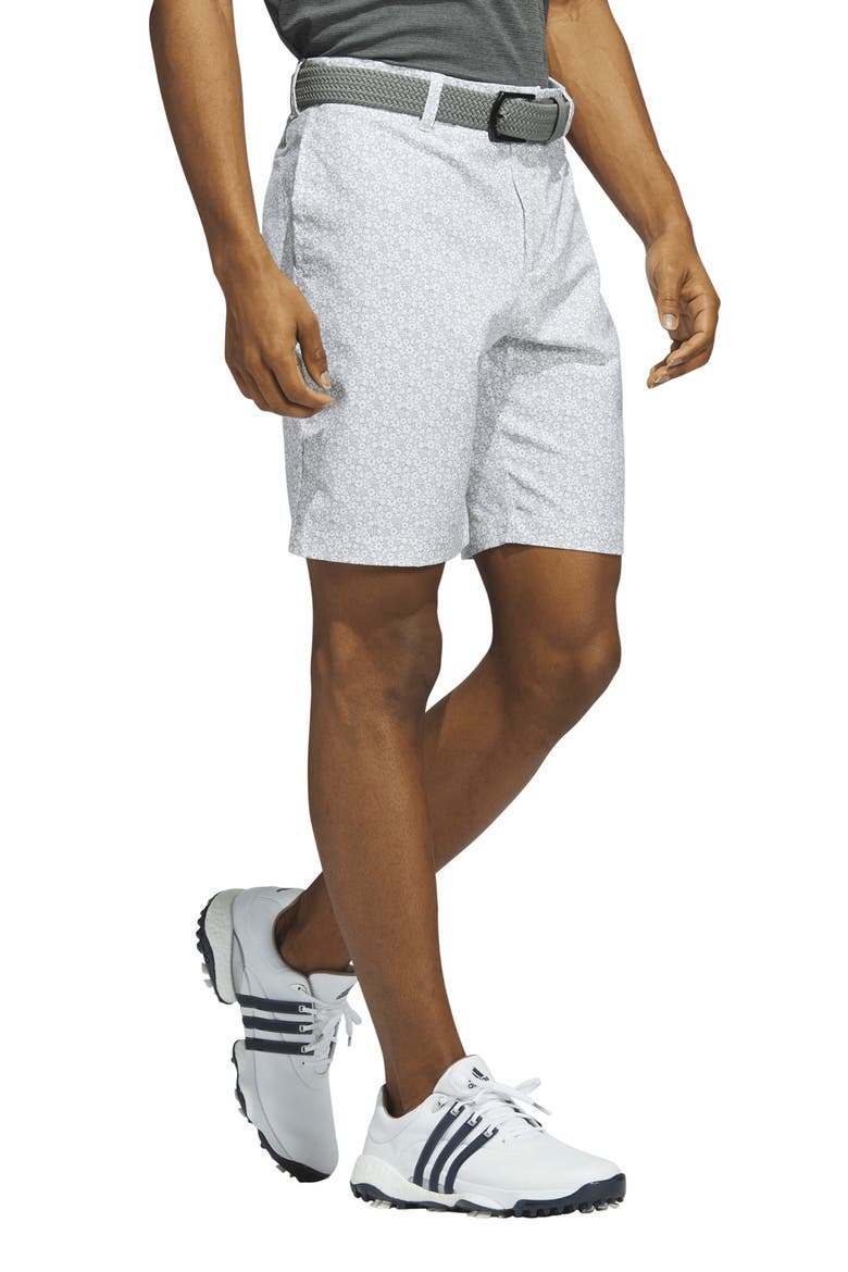 Ultimate Floral Performance Stretch Flat Front Shorts, Alternate, color, WHITE/ GREY THREE