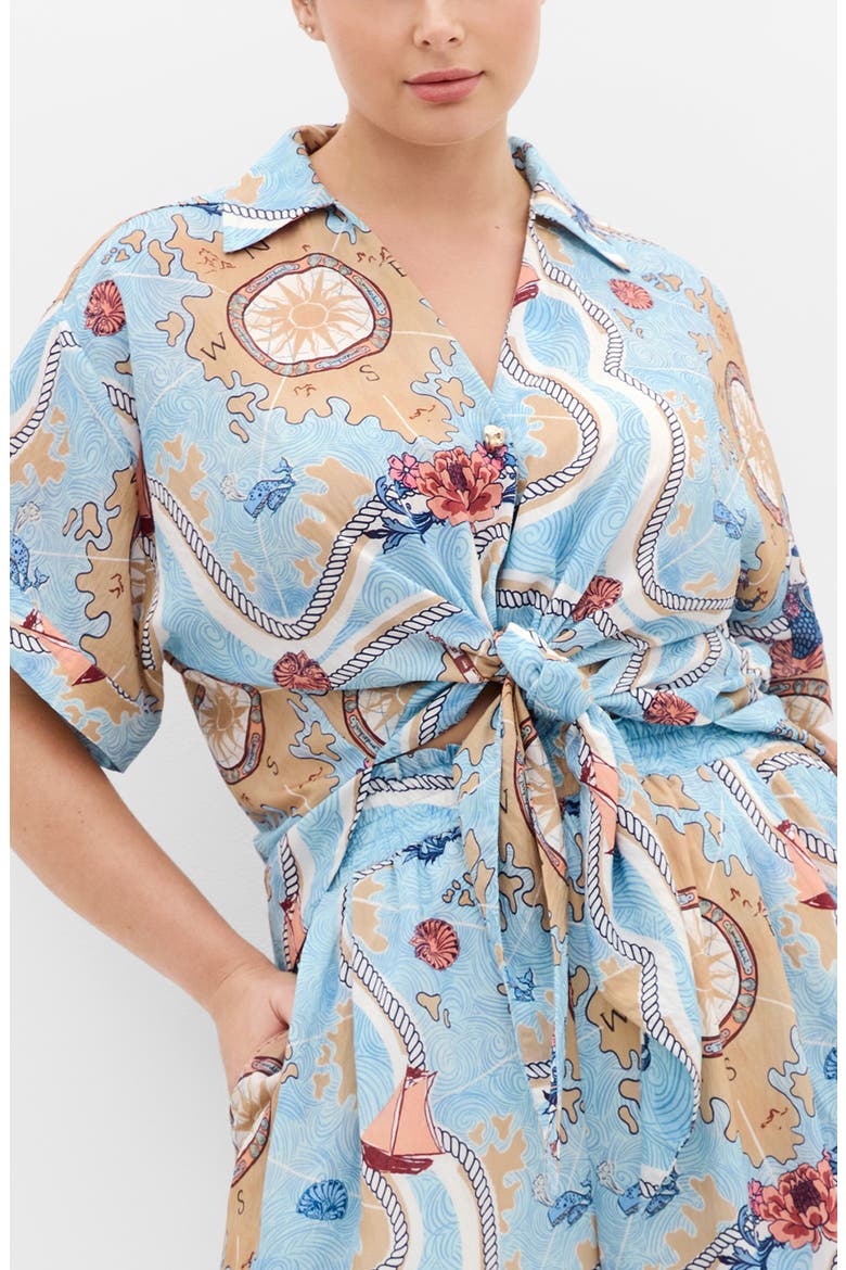 Postcard Front Tie Top, Main, color, VOYAGE PRT