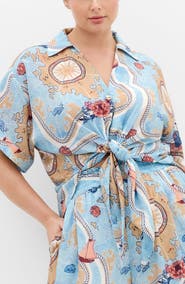 City Chic Postcard Front Tie Top