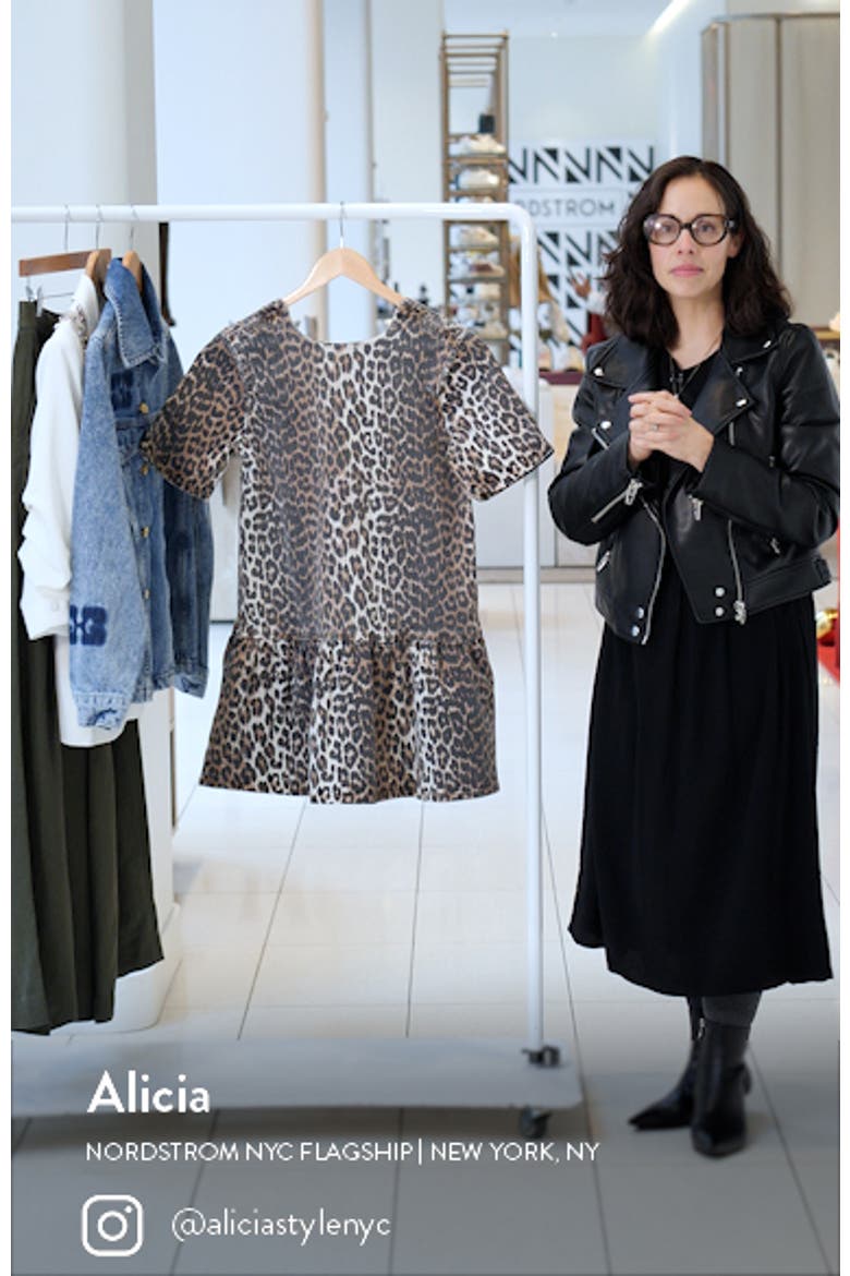 Leopard Print Open Back Organic Cotton Stretch Twill Minidress video