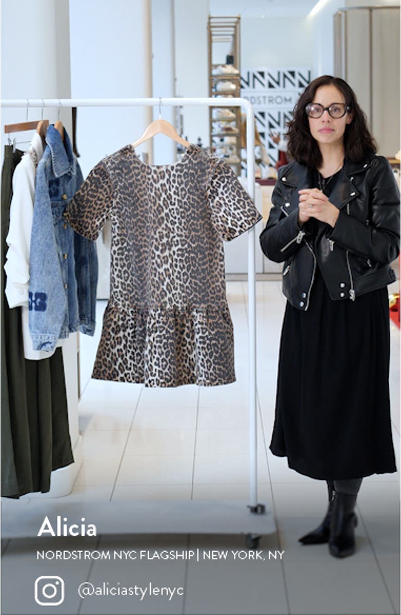 Leopard Print Open Back Organic Cotton Stretch Twill Minidress, sales video thumbnail