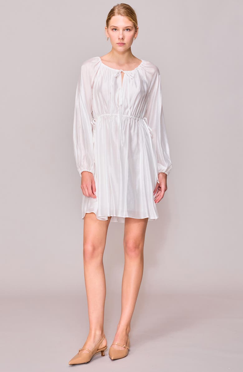 MELLODAY Tie Detail Long Sleeve Minidress, Alternate, color, Ivory