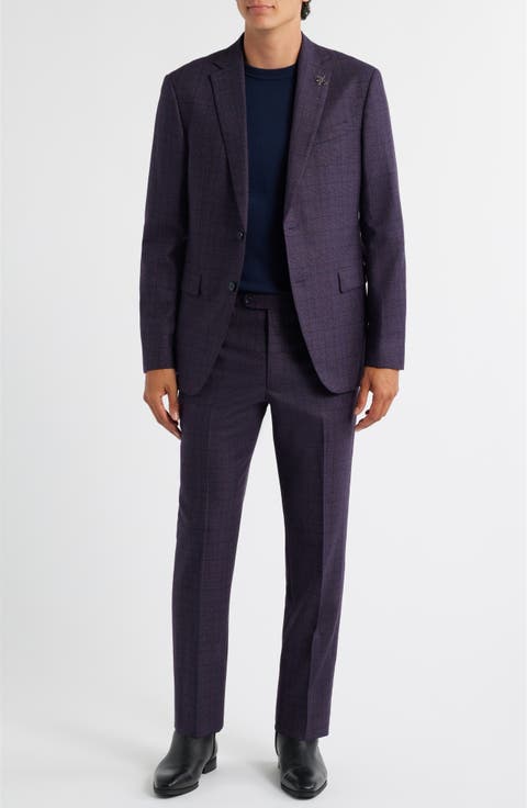 Bleeker Purple Glen Check Stretch Wool Suit