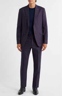 Bleeker Purple Glen Check Stretch Wool Suit