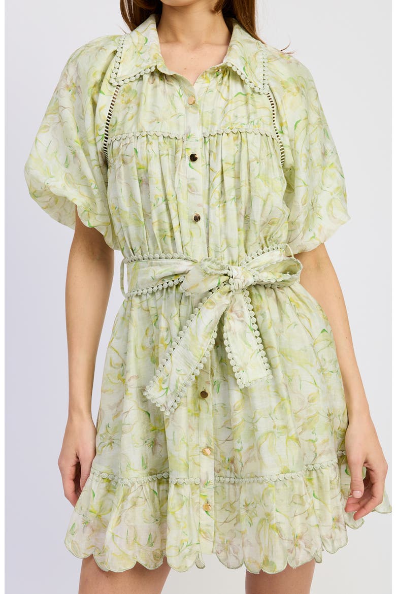 Claire Floral Bubble Sleeve Minidress, Alternate, color, SAGE YELLOW
