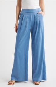 Hue Wide Leg Pull-On Denim Pants