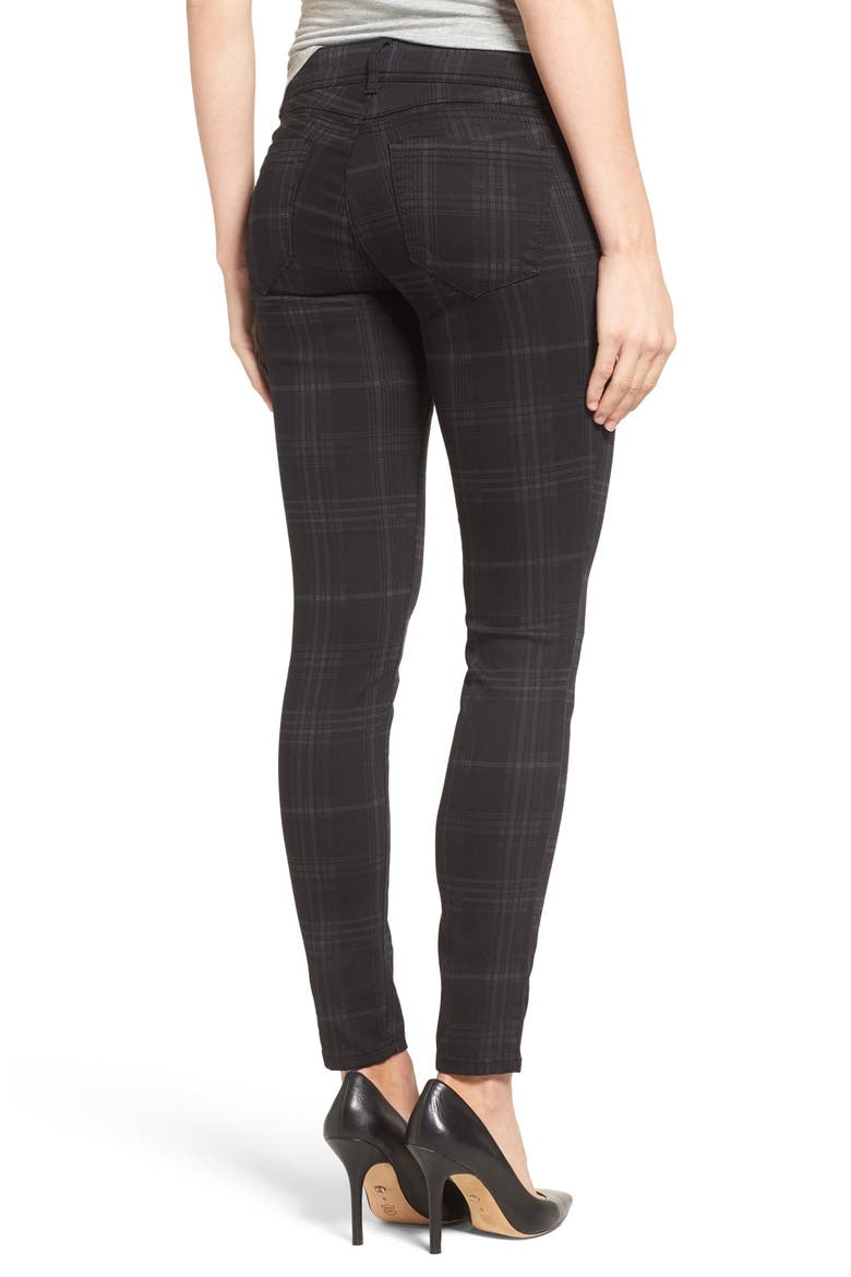 Plaid Stretch Skinny Jeans (Nordstrom Exclusive), Alternate, color, BLACK