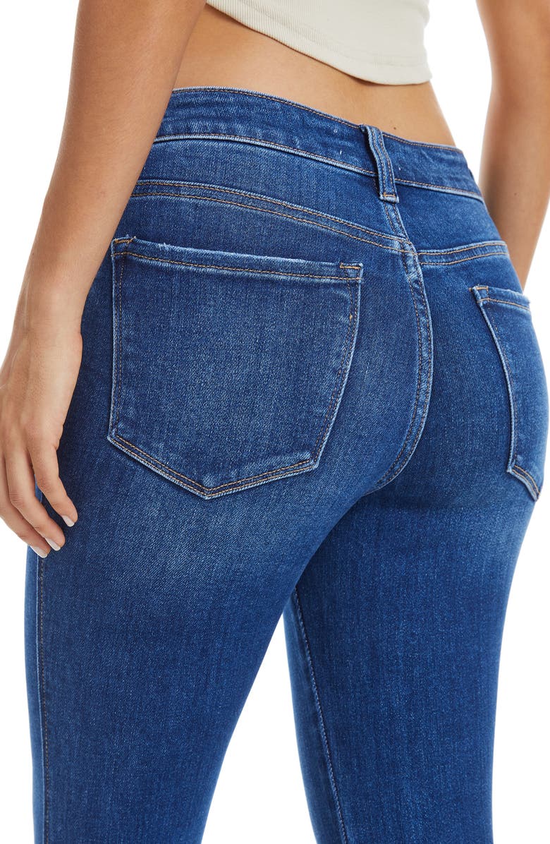 Bayeas Split Hem Mid Rise Flare Jeans, Alternate, color, Indigo Rock